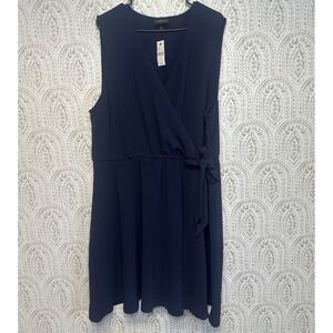 Lane Bryant Navy Blue Wrap Style Sleeveless Dress Plus Size‎ 22 24 nwt